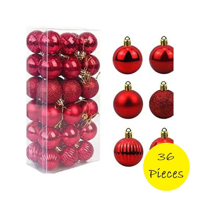 36 Red Christmas Decor Balls Shatterproof Tree Pendants Item | Buy 36 Red Christmas Decor Balls Shatterproof Tree Pendants | SPOP Enterprise Global
