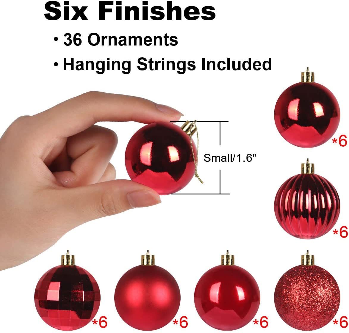 36 Red Christmas Decor Balls Shatterproof Tree Pendants Item | Buy 36 Red Christmas Decor Balls Shatterproof Tree Pendants | SPOP Enterprise Global