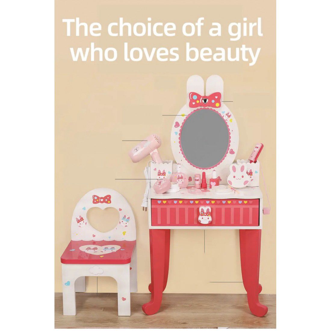 Kabei Rabbit Dressing Mirror and Chair Set Item | Buy Kabei Rabbit Dressing Mirror and Chair Set | SPOP Enterprise Global