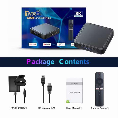 TV98 Pro Android 14.0 TV Box With Bluetooth Voice Remote Item | Buy TV98 Pro Android 14.0 TV Box With Bluetooth Voice Remote | SPOP Enterprise Global
