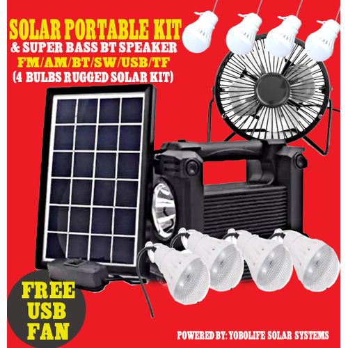 CAFINI Solar Portable Music Woofer, Solar Kit With 4 Bulbs,Solar Panel(BT,FM,TF & MP3) For Home & Office Item | Buy CAFINI Solar Portable Music Woofer, Solar Kit With 4 Bulbs,Solar Panel(BT,FM,TF & MP3) For Home & Office | SPOP Enterprise Global
