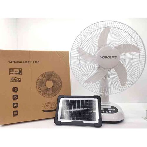 YOBOLIFE AC 12v DC Rechargeable 12 Inch Solar Table Fan With Solar Panel & Led Bulb Lights & USB Ports Item | Buy YOBOLIFE AC 12v DC Rechargeable 12 Inch Solar Table Fan With Solar Panel & Led Bulb Lights & USB Ports | SPOP Enterprise Global