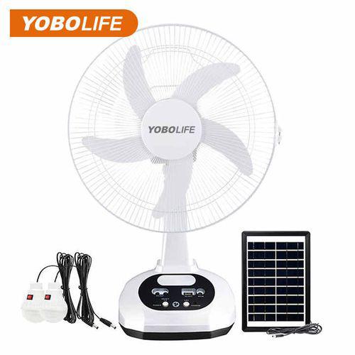 YOBOLIFE AC 12v DC Rechargeable 12 Inch Solar Powered Table Fan With Solar Panel & Led Bulb Lights USB Ports Item | Buy YOBOLIFE AC 12v DC Rechargeable 12 Inch Solar Powered Table Fan With Solar Panel & Led Bulb Lights USB Ports | SPOP Enterprise Global