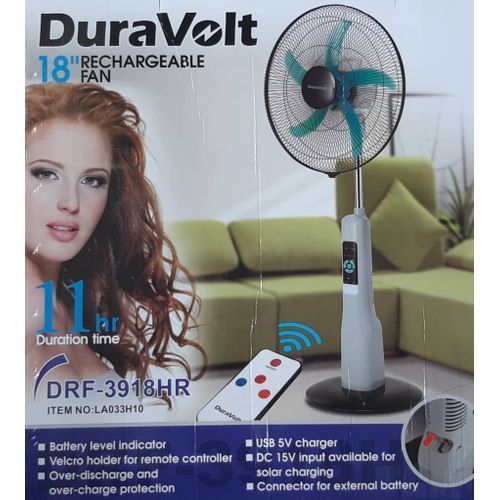 Duravolt Quality 18inch Rechargeable Standing Fan Wit Remote Control Item | Buy Duravolt Quality 18inch Rechargeable Standing Fan Wit Remote Control | SPOP Enterprise Global
