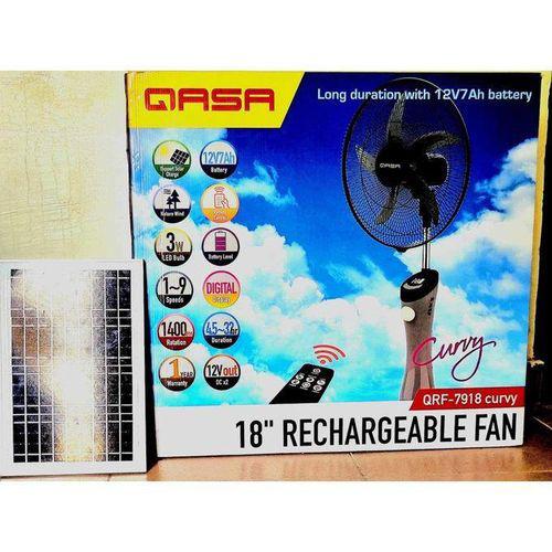 Qasa 18" Curvy Rechargeable Fan + Solar Panel Item | Buy Qasa 18" Curvy Rechargeable Fan + Solar Panel | SPOP Enterprise Global