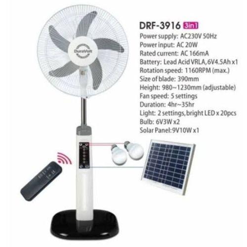 Duravolt Solar Rechargeable Standing Fan - 16 Inches Item | Buy Duravolt Solar Rechargeable Standing Fan - 16 Inches | SPOP Enterprise Global