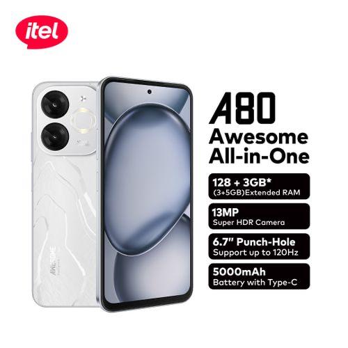 itel A80 6.7" 3GB RAM/128GB ROM 5000mAh 50MP 4G Android 14-White Item | Buy itel A80 6.7" 3GB RAM/128GB ROM 5000mAh 50MP 4G Android 14-White | SPOP Enterprise Global