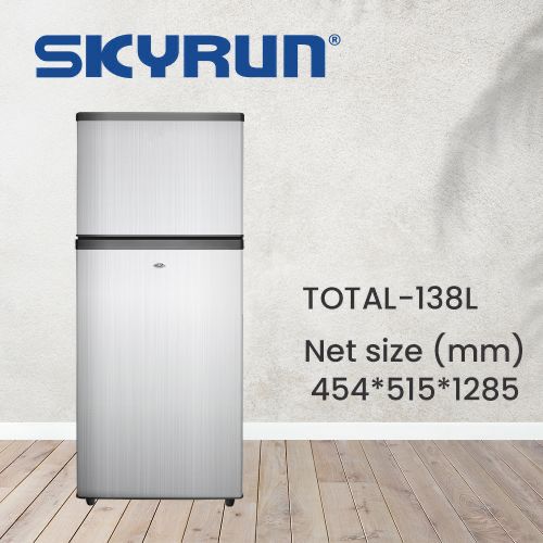 Skyrun 138 Litres Double Door Top Mount Fridge (BCD-138K) - Inox Item | Buy Skyrun 138 Litres Double Door Top Mount Fridge (BCD-138K) - Inox | SPOP Enterprise Global