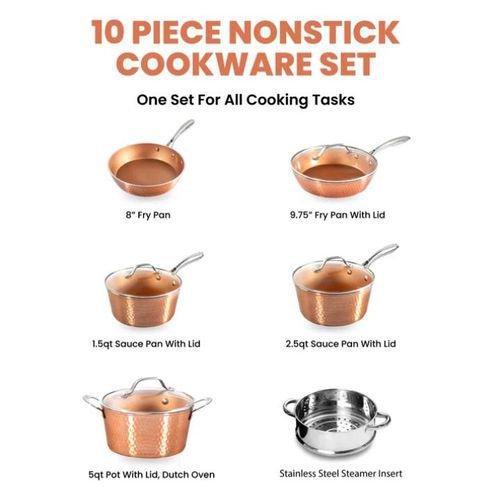 Gotham Steel Premium 10 Piece Hammered Copper Cookware Set Item | Buy Gotham Steel Premium 10 Piece Hammered Copper Cookware Set | SPOP Enterprise Global
