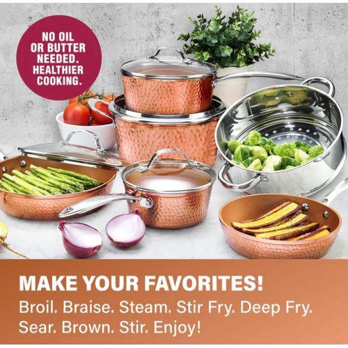 Gotham Steel Premium 10 Piece Hammered Copper Cookware Set Item | Buy Gotham Steel Premium 10 Piece Hammered Copper Cookware Set | SPOP Enterprise Global