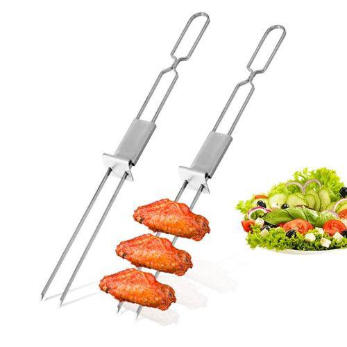 2 PCS Stainless Steel Semi-Automatic Double Head BBQ Fork 2 PCS BBQ Item | Buy 2 PCS Stainless Steel Semi-Automatic Double Head BBQ Fork 2 PCS BBQ | SPOP Enterprise Global