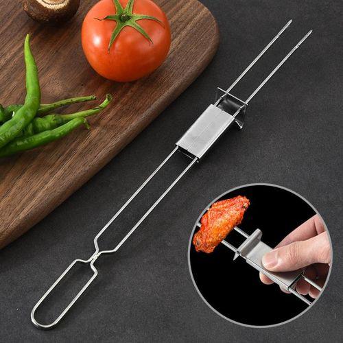 2 PCS Stainless Steel Semi-Automatic Double Head BBQ Fork 2 PCS BBQ Item | Buy 2 PCS Stainless Steel Semi-Automatic Double Head BBQ Fork 2 PCS BBQ | SPOP Enterprise Global