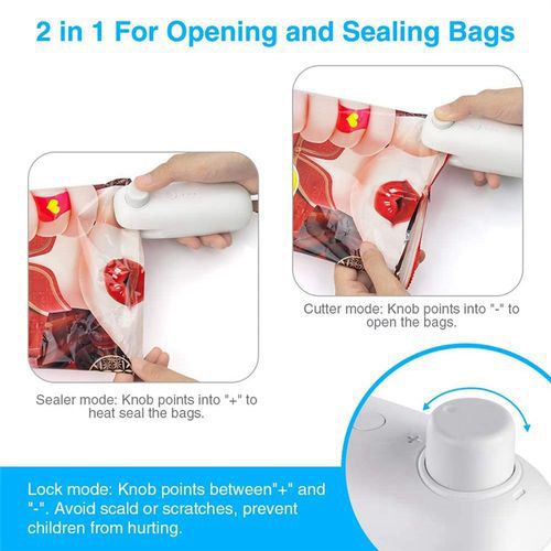 Lot De 2 Mini Soudeuses à Film Rechargeables USB-C - Scelle Et Coupe Les Sachets (chips, Snacks) - Magnétique, Portable, Sécurité Anti-brûlure