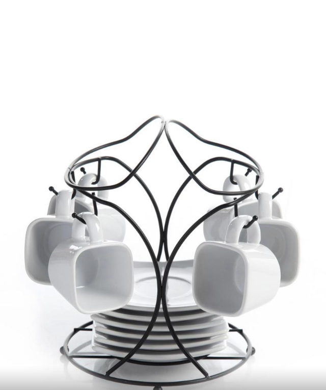 Gibson Home Gracious Dining Espresso Saucer Set, 13PC Cups Stand, White Item | Buy Gibson Home Gracious Dining Espresso Saucer Set, 13PC Cups Stand, White | SPOP Enterprise Global