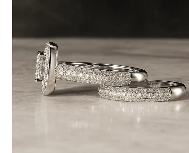 Esy Sterling Silver Bridal Set with Moissanite Stones Item | Buy Esy Sterling Silver Bridal Set with Moissanite Stones | SPOP Enterprise Global