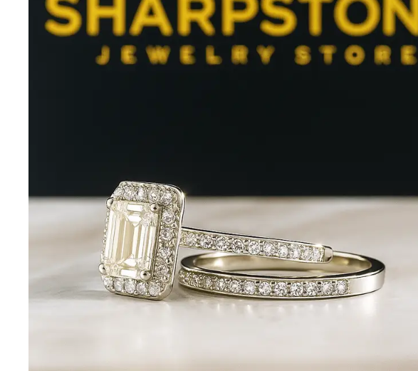 Cara Sterling Silver Bridal Set with Moissanite Stones Item | Buy Cara Sterling Silver Bridal Set with Moissanite Stones | SPOP Enterprise Global