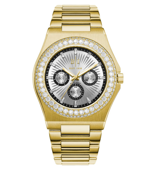 Diamond Bezel - Bay Ice Skylight Watch in Gold and White Dial Item | Buy Diamond Bezel - Bay Ice Skylight Watch in Gold and White Dial | SPOP Enterprise Global