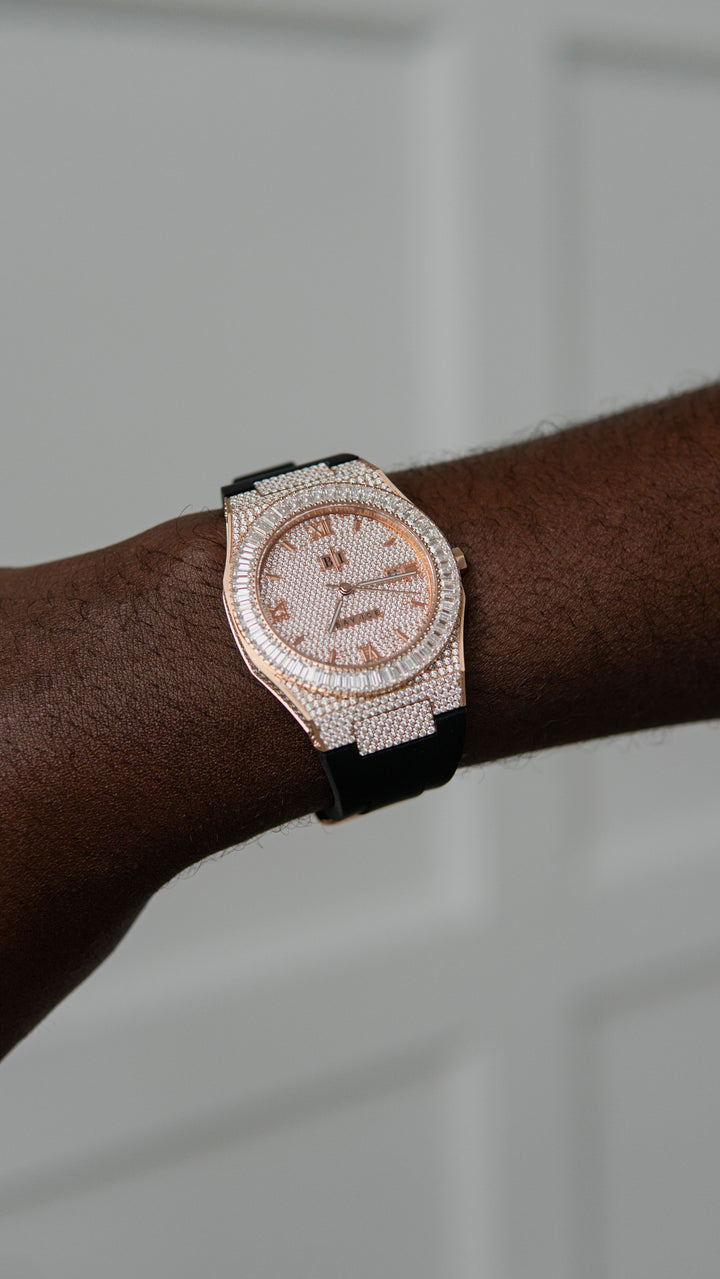 Elite2 VVS Bussdown Baguette Bezel Rose Gold Watch Item | Buy Elite2 VVS Bussdown Baguette Bezel Rose Gold Watch | SPOP Enterprise Global