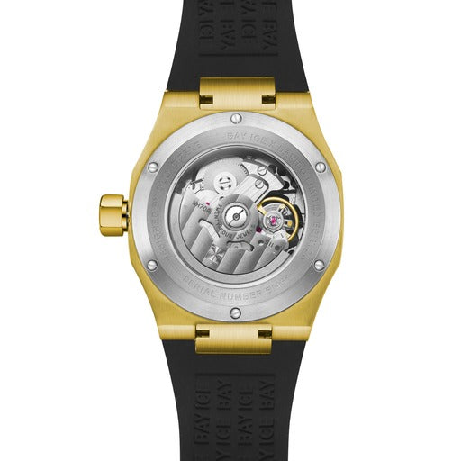 Diamond Bezel - Bay Ice 001 Automatic Skeleton Watch in Yellow Gold Item | Buy Diamond Bezel - Bay Ice 001 Automatic Skeleton Watch in Yellow Gold | SPOP Enterprise Global