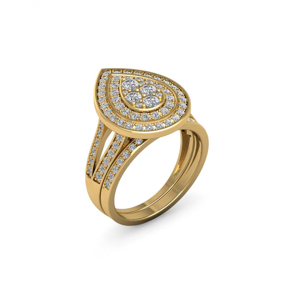 Item | Buy Ego Pear Cut Moissanite Cluster Bride Set in 10K Gold | SPOP Enterprise Global