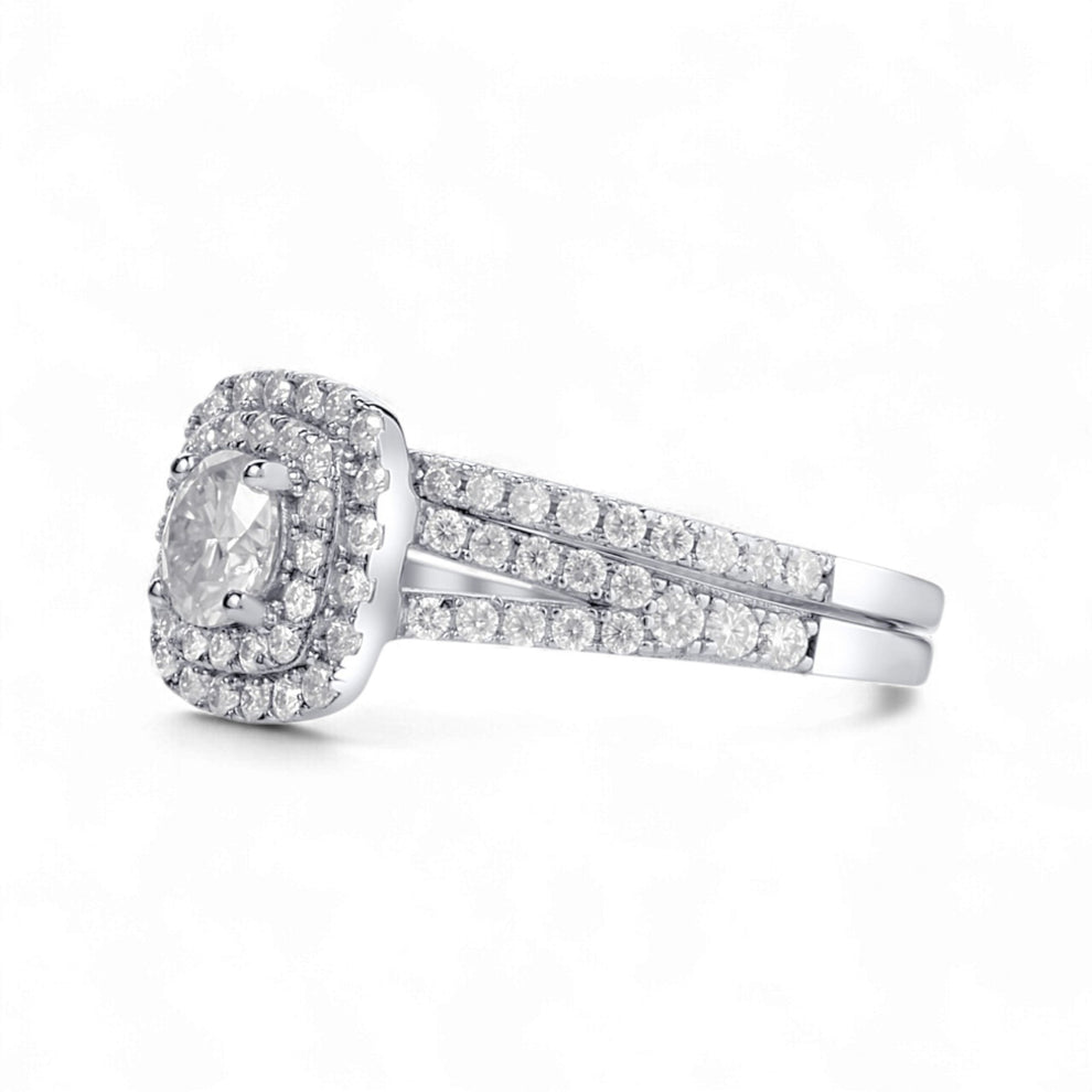 Item | Buy Audre Cushion Cut Moissanite Bridal Set in 925 Sterling Silver | SPOP Enterprise Global