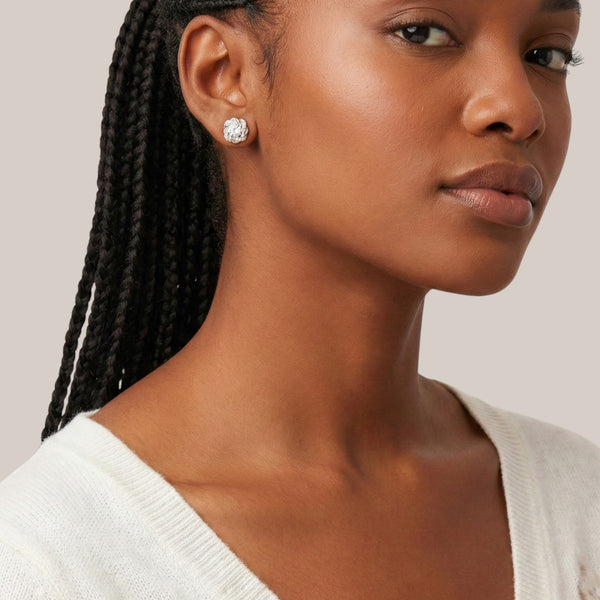 Item | Buy Moonstone Moissanite Stud Earrings in 925 Sterling Silver | SPOP Enterprise Global