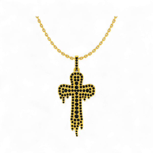 Item | Buy Drip Cross Black Diamond Pendant Necklace in 18K Gold | SPOP Enterprise Global