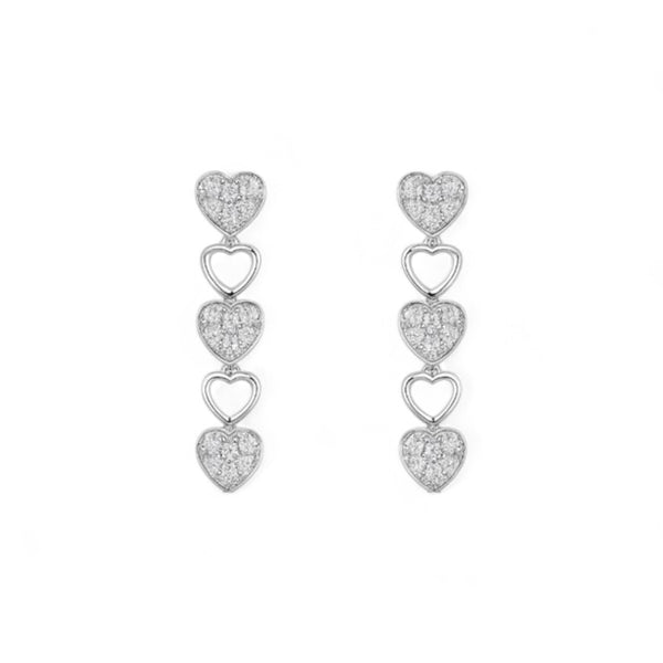 Linked Triple Heart Diamond Earrings in 18KT Gold Item | Buy Linked Triple Heart Diamond Earrings in 18KT Gold | SPOP Enterprise Global