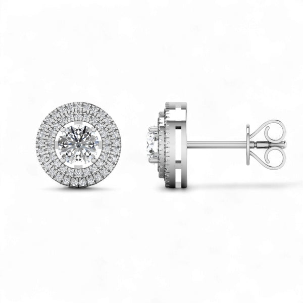 Item | Buy Amelia Baguette Round Cut Natural Diamond Studs in 18K Gold | SPOP Enterprise Global