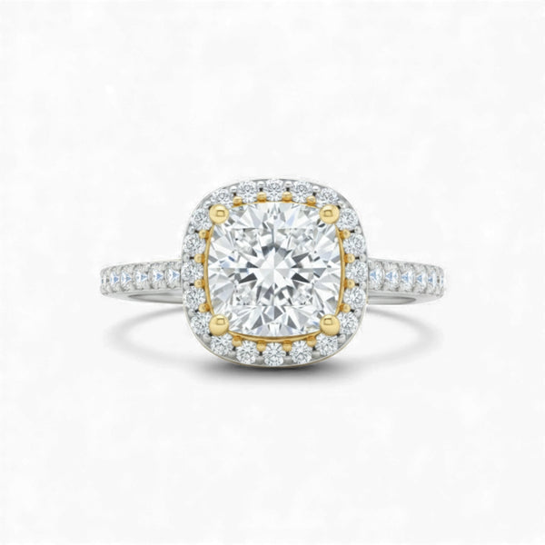 Item | Buy Classic Cushion Cut Two Tone Moissanite Engagement Ring in 925 Sterling Silver | SPOP Enterprise Global