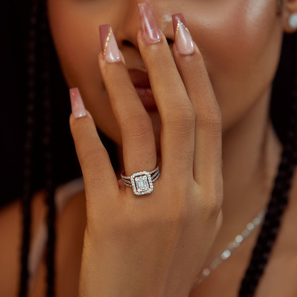 Item | Buy Royal Lovely Emerald Cut Moissanite Engagement Ring in 925 Sterling Silver | SPOP Enterprise Global