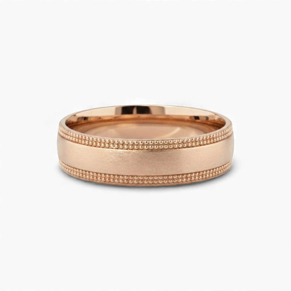 Item | Buy 6MM Brushed Satin Milgrain Border Band in 18KT Gold | SPOP Enterprise Global