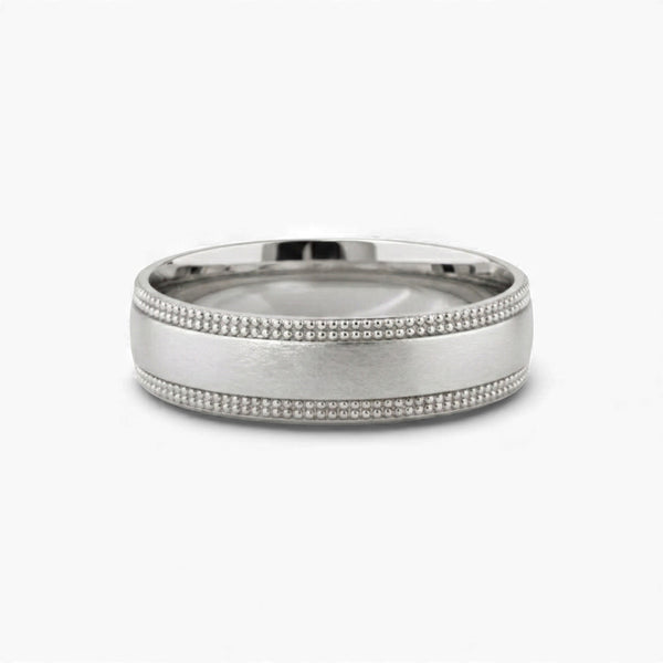 Item | Buy 6MM Brushed Satin Milgrain Border Band in 18KT Gold | SPOP Enterprise Global