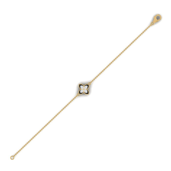 Dual Diamond Clover Bracelet in 18KT Gold Item | Buy Dual Diamond Clover Bracelet in 18KT Gold | SPOP Enterprise Global