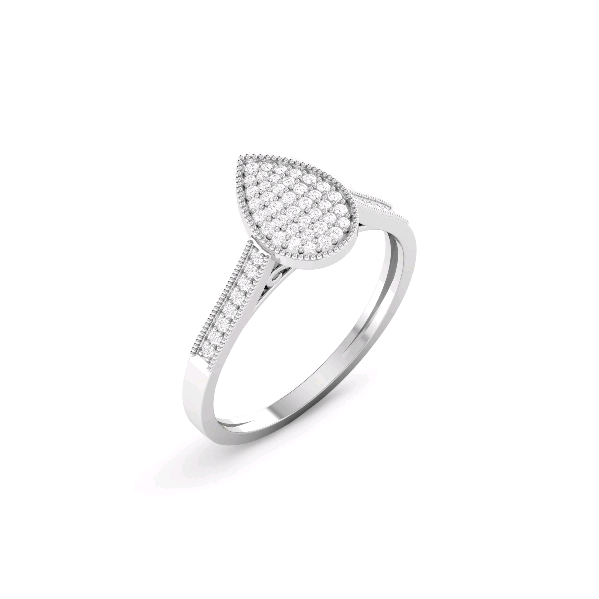 Pearl Pear Cut Diamond Engagement Ring in 10KT Gold Item | Buy Pearl Pear Cut Diamond Engagement Ring in 10KT Gold | SPOP Enterprise Global