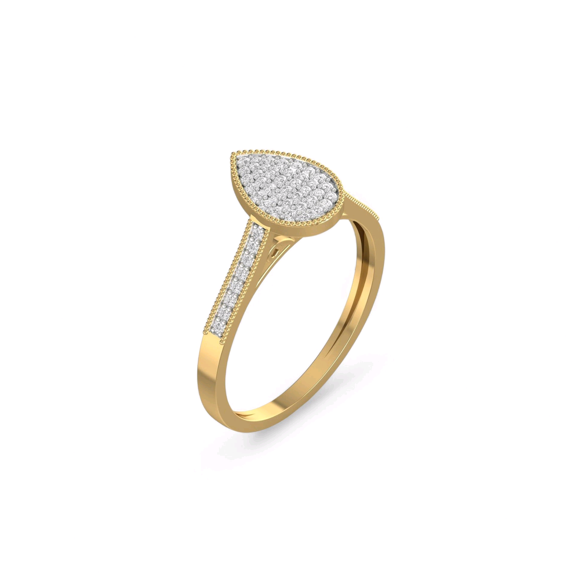 Pearl Pear Cut Diamond Engagement Ring in 10KT Gold Item | Buy Pearl Pear Cut Diamond Engagement Ring in 10KT Gold | SPOP Enterprise Global