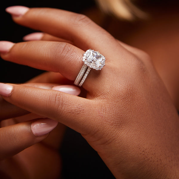 Quinn Radiant Cut CZ Bride set in 925 Sterling Silver Item | Buy Quinn Radiant Cut CZ Bride set in 925 Sterling Silver | SPOP Enterprise Global