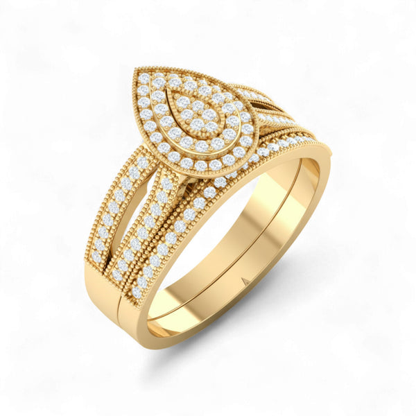 Cherry Pear Cut Natural Diamond Bride set in 18KT Gold Item | Buy Cherry Pear Cut Natural Diamond Bride set in 18KT Gold | SPOP Enterprise Global