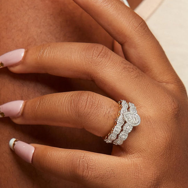 Ruby Pear Cut Diamond Cluster Bride Set in 18KT Gold Item | Buy Ruby Pear Cut Diamond Cluster Bride Set in 18KT Gold | SPOP Enterprise Global