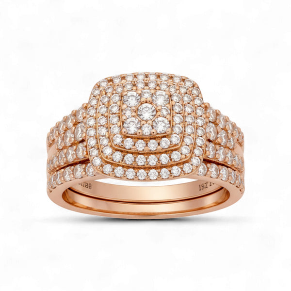 Item | Buy Mims Cushion Cut Natural Diamond Bride Set in 18KT Gold | SPOP Enterprise Global