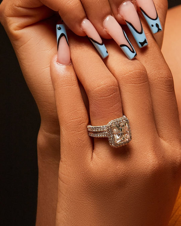 Item | Buy Naomi Radiant Cut Moissanite Bride Set in 18K Gold | SPOP Enterprise Global
