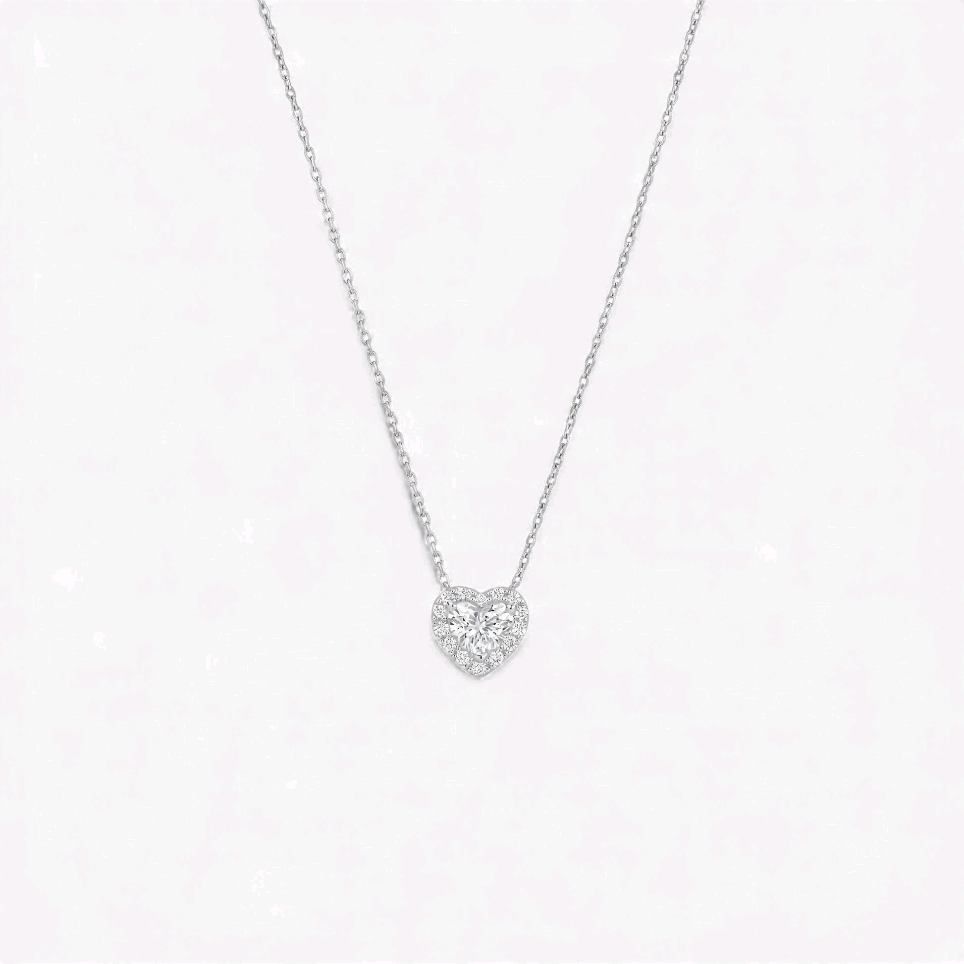 Item | Buy Solitaire Heart Cut Moissanite Necklace in 925 Sterling Silver | SPOP Enterprise Global