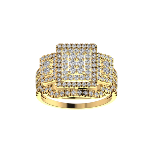 Regina Radiant Cut Natural Diamond Cluster Bride Set in 18K Gold Item | Buy Regina Radiant Cut Natural Diamond Cluster Bride Set in 18K Gold | SPOP Enterprise Global