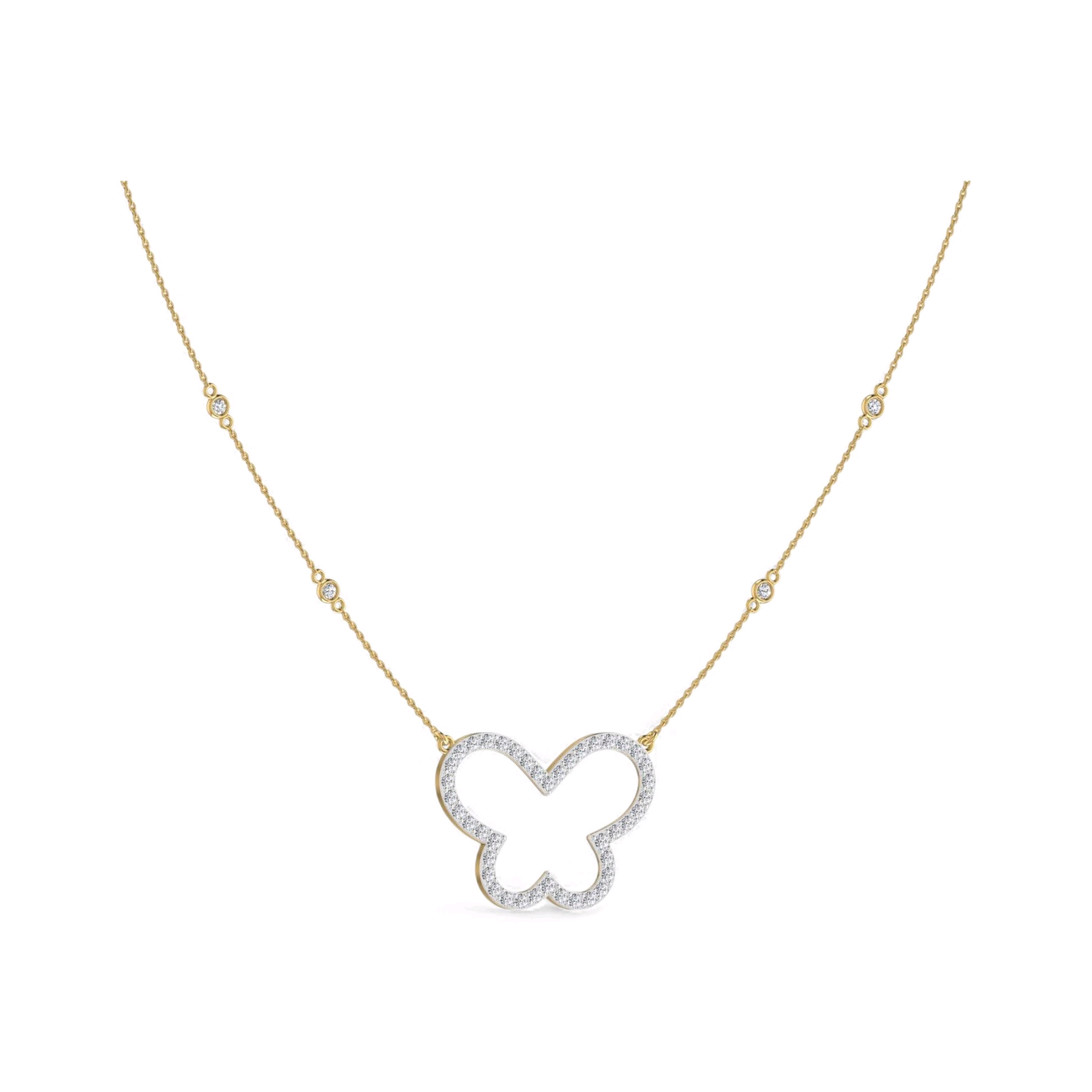 Zahara Butterfly Diamond Necklace in 18K Gold Item | Buy Zahara Butterfly Diamond Necklace in 18K Gold | SPOP Enterprise Global