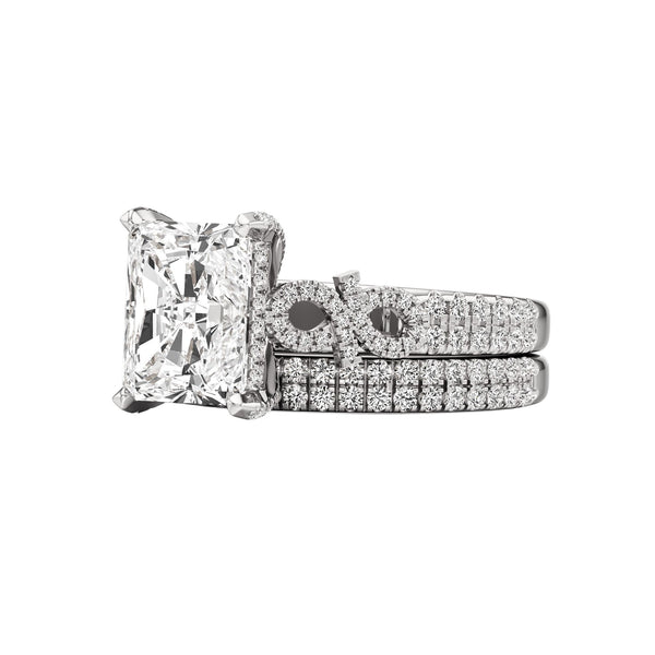 Infnie Signature Radiant Cut Moissanite Bride Set in 925 Sterling Silver Item | Buy Infnie Signature Radiant Cut Moissanite Bride Set in 925 Sterling Silver | SPOP Enterprise Global