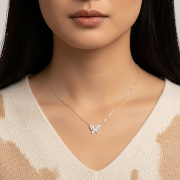 Item | Buy Katie Butterfly Moissanite Necklace in 925 Sterling Silver | SPOP Enterprise Global