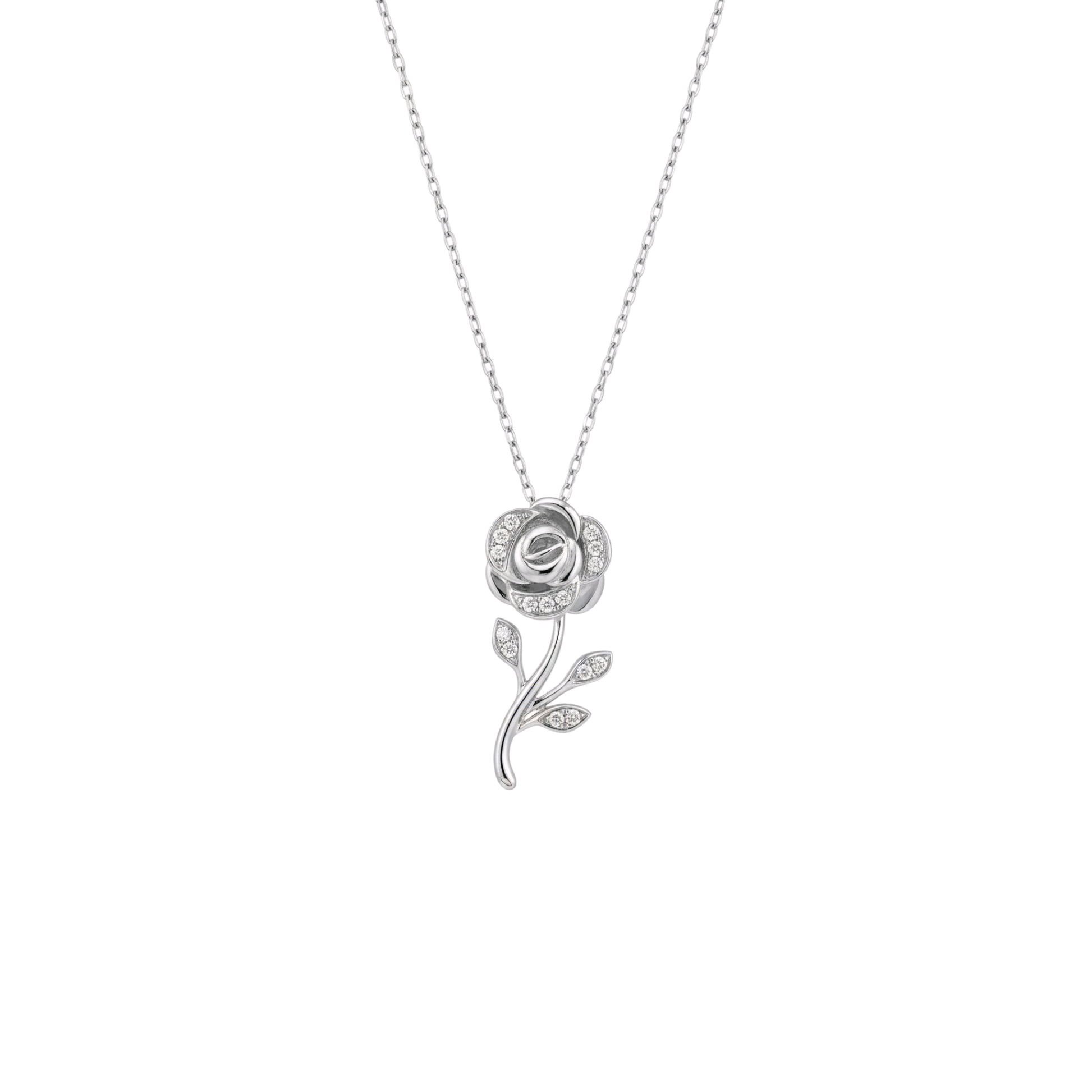 Item | Buy Rose Flower Moissanite Necklace in 925 Sterling Silver | SPOP Enterprise Global
