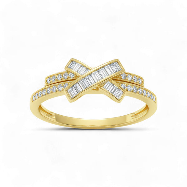 Item | Buy Crisscross Baguette Diamond Band in 18KT Gold | SPOP Enterprise Global