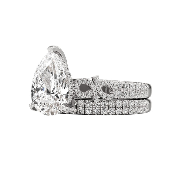 Infinie Signature Pear Cut Moissanite Bride Set in 925 Sterling Silver Item | Buy Infinie Signature Pear Cut Moissanite Bride Set in 925 Sterling Silver | SPOP Enterprise Global