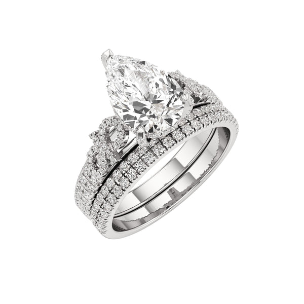 Infinie Signature Pear Cut Moissanite Bride Set in 925 Sterling Silver Item | Buy Infinie Signature Pear Cut Moissanite Bride Set in 925 Sterling Silver | SPOP Enterprise Global